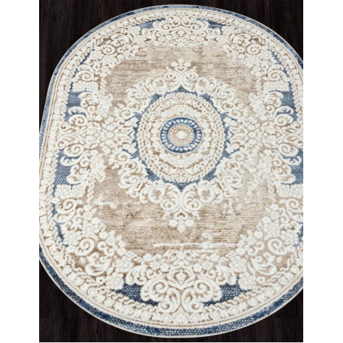 Ковер ANTEP ( АНТЕП ) O1701 - 630 CREAM / BLUE ( Овал )  