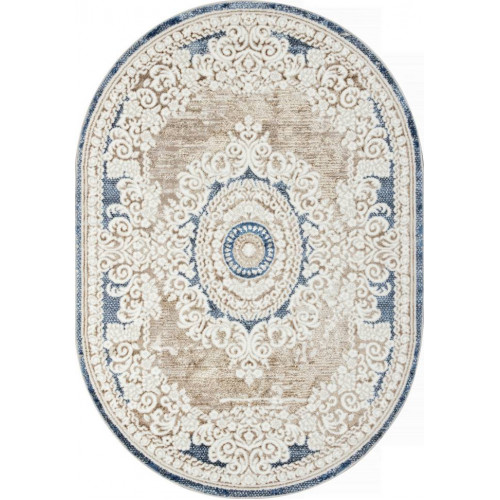 Ковер ANTEP ( АНТЕП ) O1701 - 630 CREAM / BLUE ( Овал )  